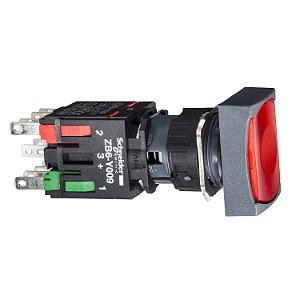 Botao 16Mm Plastico Luminoso Com Retencao Retangular Vermelho 1Na XB6DF4B5B SCHNEIDER