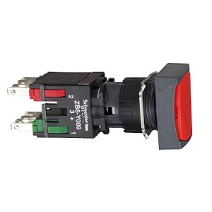 Botao 16Mm Plastico Impulsao Retangular Vermelho 1Na 1Nf XB6DA45B SCHNEIDER
