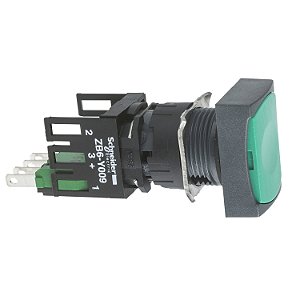 Botao 16Mm Plastico Impulsao Retangular Verde 1Na 1Nf XB6DA35B SCHNEIDER