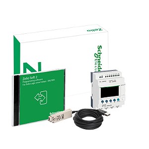 Kit Relé Inteligente Compacto - 8 Entradas/4 Saídas Digitais - 100/240 Vac + Cabo De Comunicação Zelio/Pc De 3 Metros + Cd-Rom Zelio Soft 2 SR2PACKFU SCHNEIDER