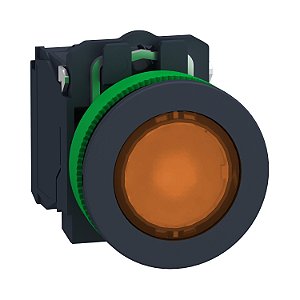 Botão Luminoso Faceado Ø30Mm Plástico, Retorno Por Mola, Laranja, Na+Nf, 24Vca/Cc XB5FW35B5 SCHNEIDER