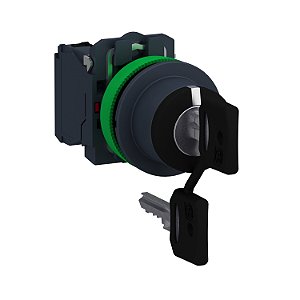 Comutador Faceado Ø30Mm Plástico, 3 Posições Fixas, Com Chave N°455, Preto, 2Na XB5FG33 SCHNEIDER