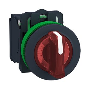 Comutador Luminoso Faceado Ø30Mm Plástico, 3 Posições Fixas, Vermelho, Na+Nf, 110...120Vac XB5FK134G5 SCHNEIDER