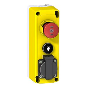 Lift Inspection Station, Plastic, Yellow, 1 Emergency Stop/1 Flush Black Spring Return Push Buttons/1 Power Socket XALFK2001E SCHNEIDER
