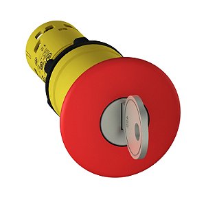 Botão Monobloco Ø22Mm Plástico, Emergência, Cogumelo Ø40, Com Chave, Vermelho, Na+Nf XB7NS9445 SCHNEIDER