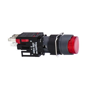 Botao 16Mm Plastico Luminoso Saliente Redondo 1Na 1Nf Vermelho XB6AE4B5B SCHNEIDER
