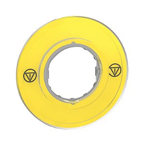 Legend Holder Ø60 For Emergency Stop Switching Off Push Button, Plastic, Yellow, Unmarked ZBY9121 SCHNEIDER