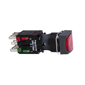 Botao 16Mm Plastico Luminoso Com Retencao Quadrado Vermelho 1Na 1Nf XB6CF4B5B SCHNEIDER