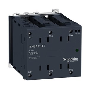 Solid State Relay, 25 A, Din Rail Mount, Input 90…140 V Ac, Output 48…600 V Ac, 3 No SSM3A325F7 SCHNEIDER