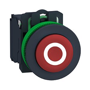 Botão Faceado Ø30Mm Plástico Projetado, Retorno Por Mola, Vermelho, "O", Na XB5FL4322 SCHNEIDER