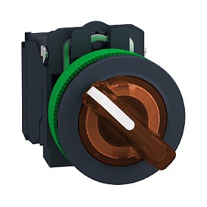 Comutador Luminoso Faceado Ø30Mm Plástico, 2 Posições Fixas, Laranja, Na+Nf, 24Vca/Cc XB5FK125B5 SCHNEIDER
