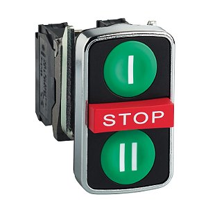 Botão Triplo Ø22Mm Metálico, Retorno Por Mola, Verde+Vermelho, 2Na+Nf XB4BA731327 SCHNEIDER