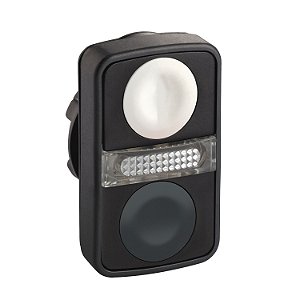 Cabeçote Para Botão Duplo Ø22Mm Plástico, Retorno Por Mola, Branco, Preto, Central Sinalizador Branco ZB5AW7A1720 SCHNEIDER
