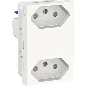 Modulo Tomada Duplex Br 2P+T 10A 250V Borne Automat Com Protecao Antibact 3M Br S70325124 SCHNEIDER