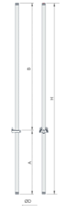 Poste Articulavel 2,7m Segmento 0,9m e 1,8m Aco Carbono Galvanizado a Fogo com Suporte para Corrimao de Tubos e Suporte para 2 Projetores 927000000 Technomast