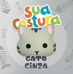 Gato Cinza - Brinquedo Kit de Costura Infantil em Feltro - Montessori - DIY