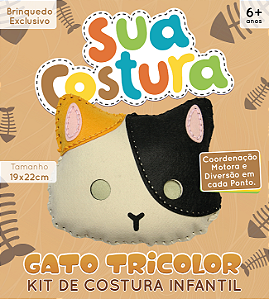 Gato Tricolor - Montessori - Brinquedo Kit de Costura Infantil em Feltro - DIY