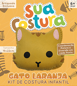 Gato Laranja - Montessori - Brinquedo Kit de Costura Infantil em Feltro - DIY