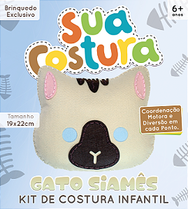 Gato Siamês - Montessori - Brinquedo Kit de Costura Infantil em Feltro - DIY