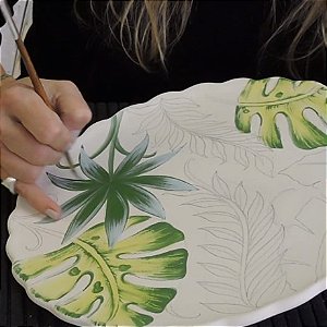 Aula Online de pintura em cerâmica - Folhagens
