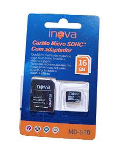 MD-590 CARTÃO MICRO SD COM ADAPTADOR 16GB INOVA