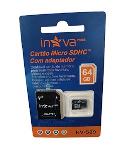 KV-589 CARTÃO MICRO SD COM ADAPTADOR 64GB INOVA PRIME