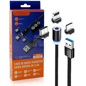 KV-193 CABO MAGNÉTICO 3 EM 1 3.4A 1M INOVA PRIME