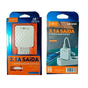 CAR-5256A CARREGADOR RAPIDO IPHONE 3.1A  INOVA