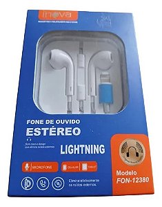 MD-12380  FONE DE OUVIDO COM FIO LIGHTNING INOVA