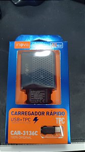 CAR-3136C CARREGADOR USB+TPC TIPO C INOVA