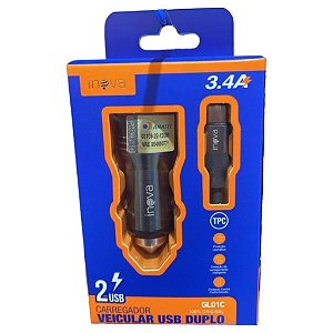 GL01C CARREGADOR VEICULAR TIPO C 3.4A INOVA