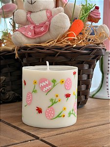 Vela Decorativa de Páscoa - Pintada à mão