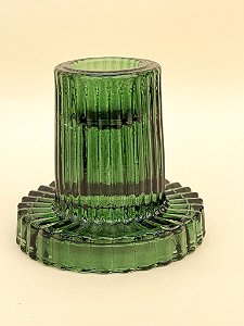 Castiçal de Vidro Canelado - Verde