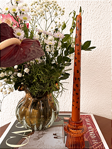 Kit 2 Velas Castiçal Onça - Pintada à mão