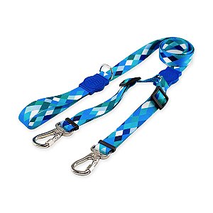 Guia Dupla Quadriculada Azul Dog Trip Brasil
