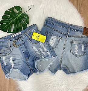 Shorts Claro Shorts Jeans Curto Com Barra Desfiada Cintura Alta