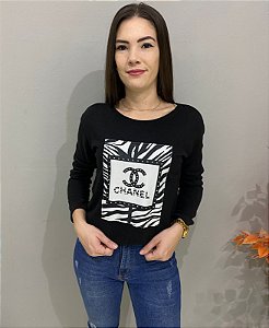Blusa Manga Comprida Estampa 3D Lãnsinha