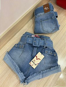 Shorts Jeans Barra Dobrada Cinto jeans
