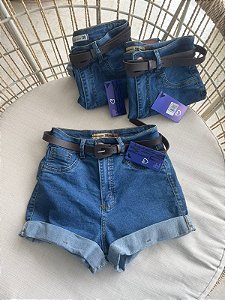 SHORTS JEANS LAYCRA CINTO MARROM