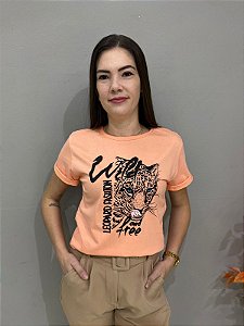 T-shirt Camiseta Onça Coral Algodão