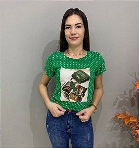 Blusa Camiseta Verde Bolinha 3D