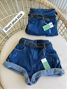 Shorts Jeans Plus Com Barra Dobrada