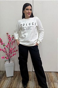 Calça Moletom Flanelada Cargo Preta