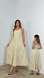 Vestido Laço Midi Bege