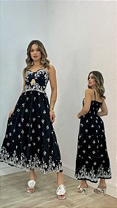 Vestido Laço Mid Detalhes Preto