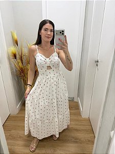 Vestido Midi Cereja Branco