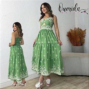 Vestido Laço Mid Detalhes Verde