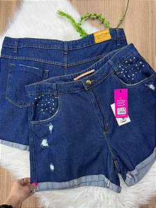 Shorts Jeans Detalhes Plus Size