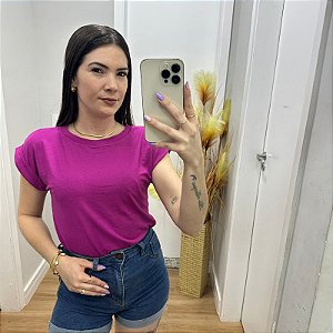 Blusa Manga Dobrada Claudia Fúcsia