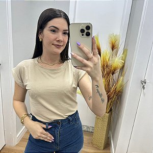 Blusa Manga Dobrada Claudia Bege